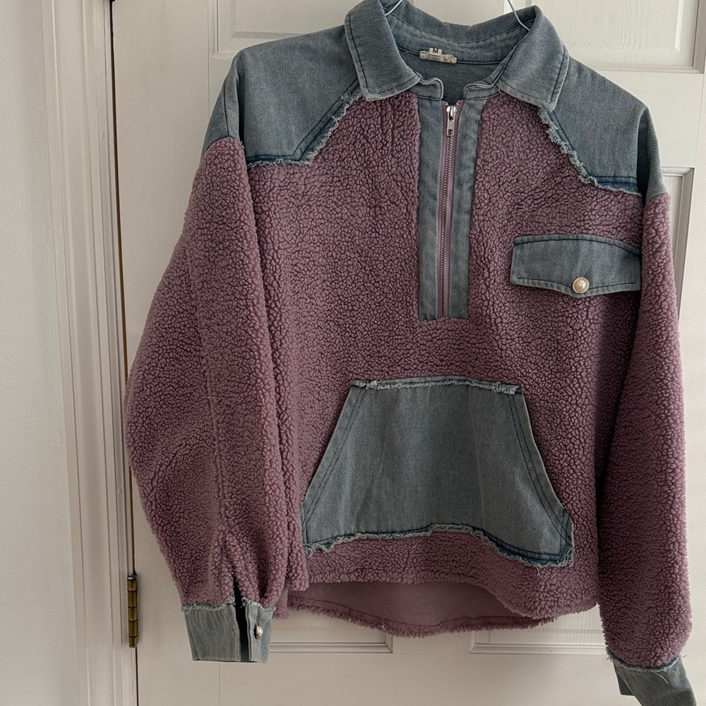 Pol Fleece and Denim Shirt, M